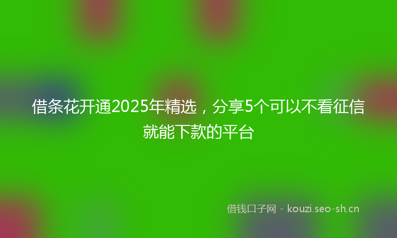 借条花开通2025年精选，分享5个可以不看征信就能下款的平台