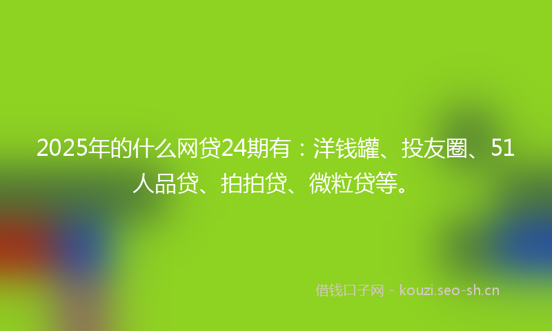 2025年的什么网贷24期有：洋钱罐、投友圈、51人品贷、拍拍贷、微粒贷等。