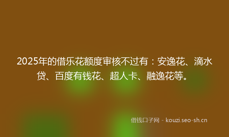 2025年的借乐花额度审核不过有：安逸花、滴水贷、百度有钱花、超人卡、融逸花等。