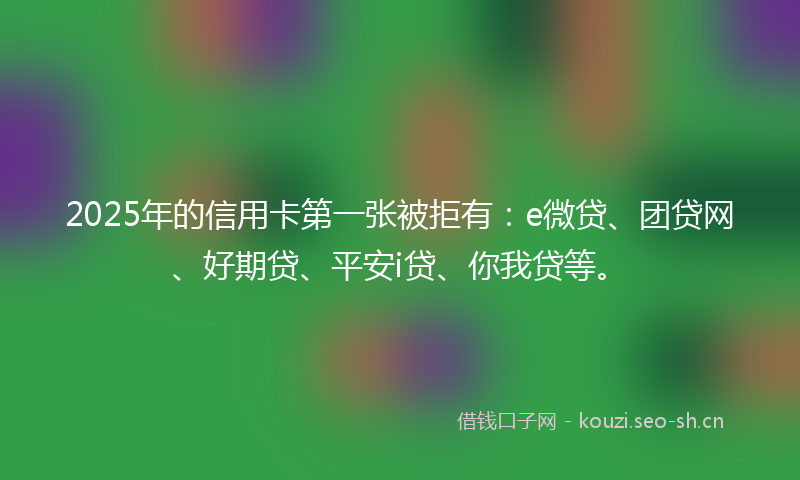 2025年的信用卡第一张被拒有：e微贷、团贷网、好期贷、平安i贷、你我贷等。