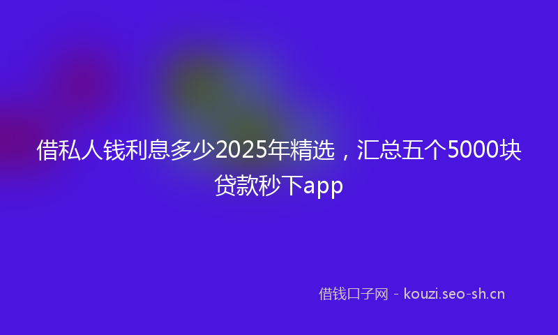 借私人钱利息多少2025年精选，汇总五个5000块贷款秒下app