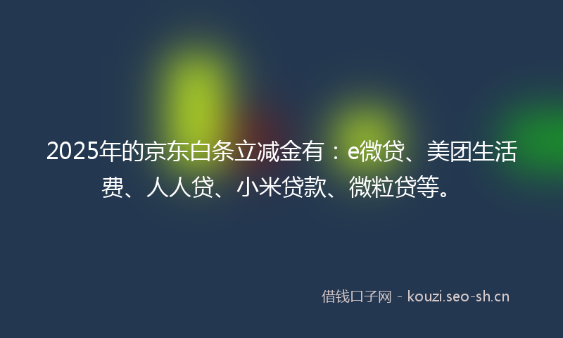 2025年的京东白条立减金有：e微贷、美团生活费、人人贷、小米贷款、微粒贷等。