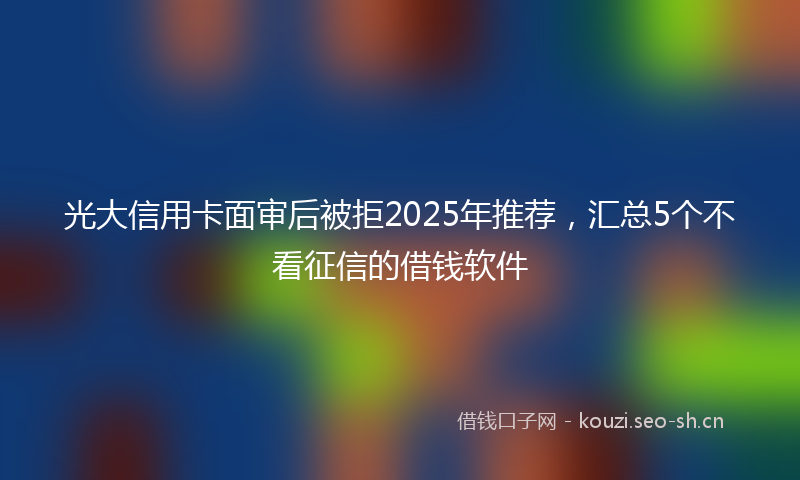光大信用卡面审后被拒2025年推荐，汇总5个不看征信的借钱软件
