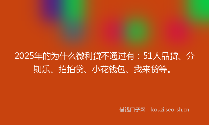 2025年的为什么微利贷不通过有：51人品贷、分期乐、拍拍贷、小花钱包、我来贷等。