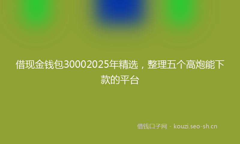 借现金钱包30002025年精选，整理五个高炮能下款的平台
