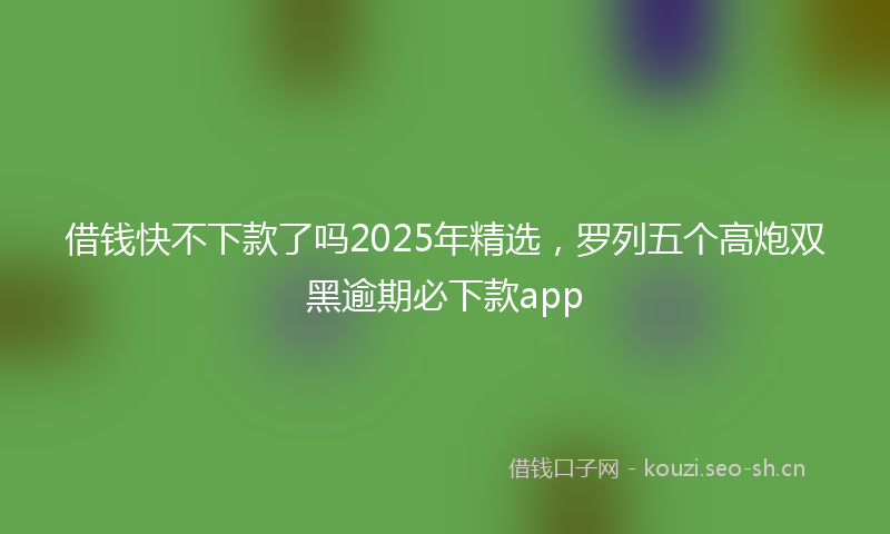 借钱快不下款了吗2025年精选，罗列五个高炮双黑逾期必下款app