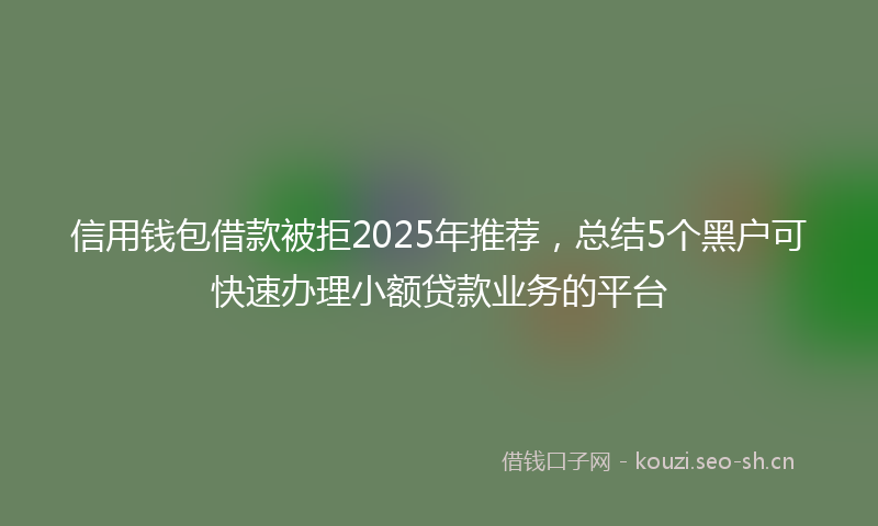 信用钱包借款被拒2025年推荐，总结5个黑户可快速办理小额贷款业务的平台