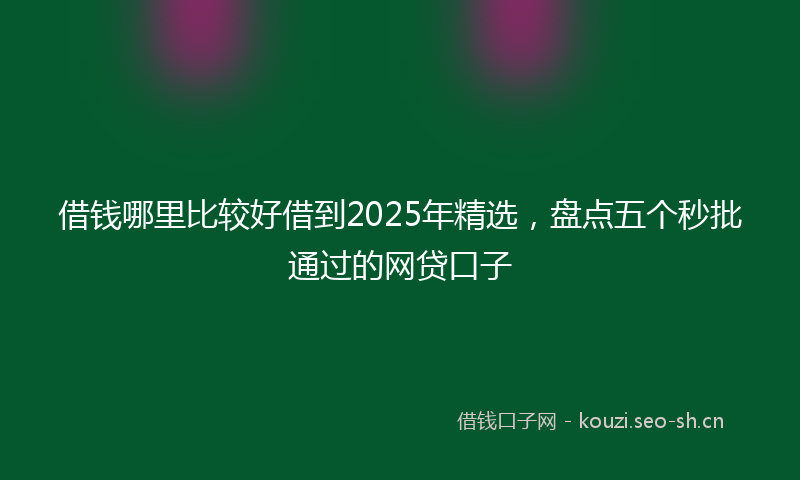 借钱哪里比较好借到2025年精选，盘点五个秒批通过的网贷口子