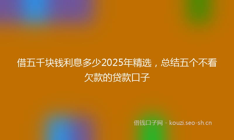 借五千块钱利息多少2025年精选，总结五个不看欠款的贷款口子