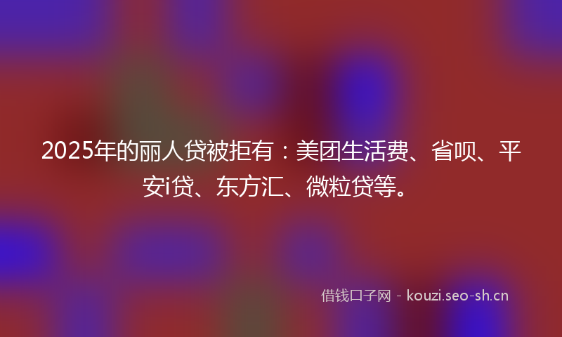 2025年的丽人贷被拒有：美团生活费、省呗、平安i贷、东方汇、微粒贷等。