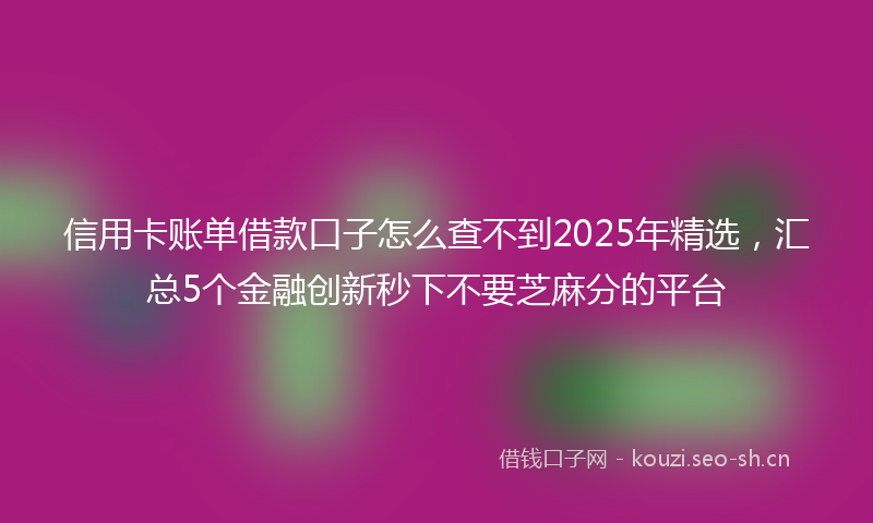 信用卡账单借款口子怎么查不到2025年精选，汇总5个金融创新秒下不要芝麻分的平台