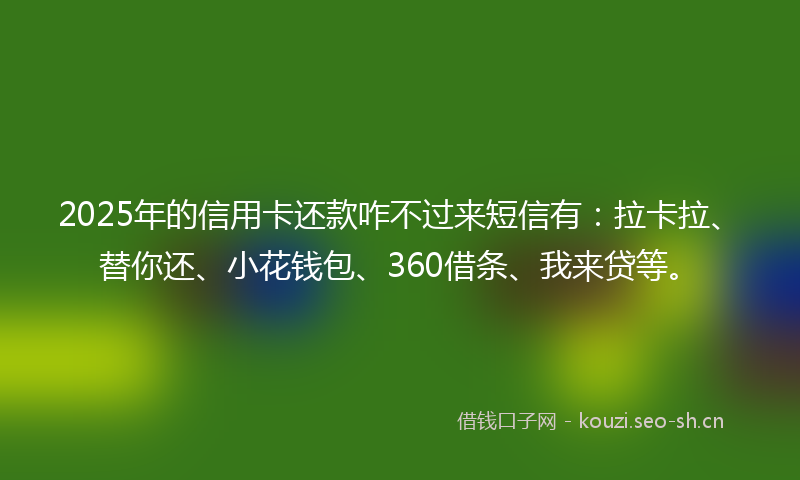 2025年的信用卡还款咋不过来短信有：拉卡拉、替你还、小花钱包、360借条、我来贷等。