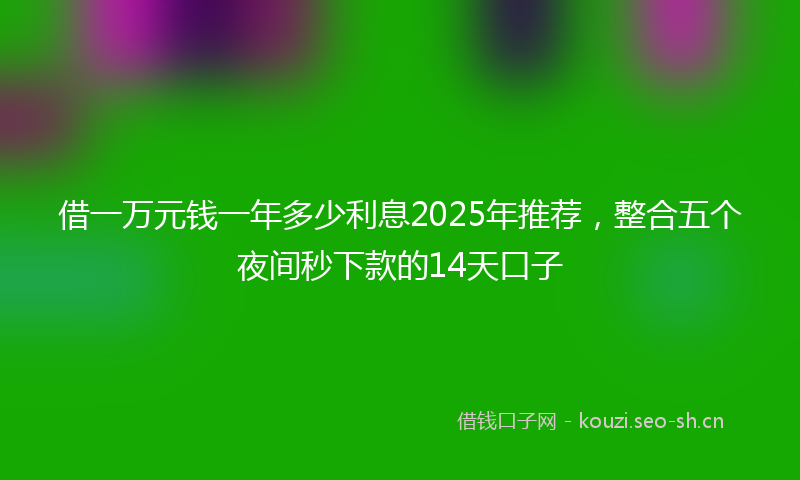 借一万元钱一年多少利息2025年推荐，整合五个夜间秒下款的14天口子