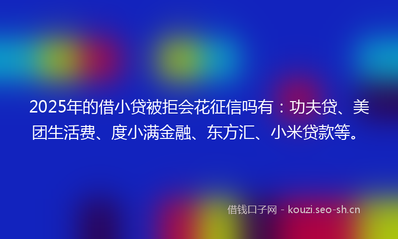 2025年的借小贷被拒会花征信吗有：功夫贷、美团生活费、度小满金融、东方汇、小米贷款等。
