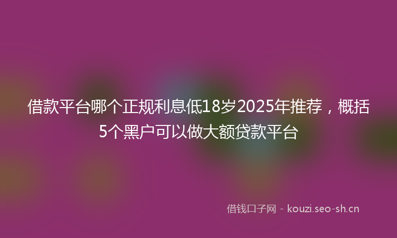 借款平台哪个正规利息低18岁2025年推荐，概括5个黑户可以做大额贷款平台