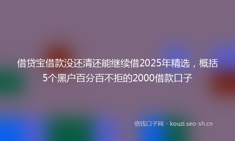借贷宝借款没还清还能继续借2025年精选，概括5个黑户百分百不拒的2000借款口子