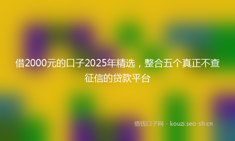 借2000元的口子2025年精选，整合五个真正不查征信的贷款平台