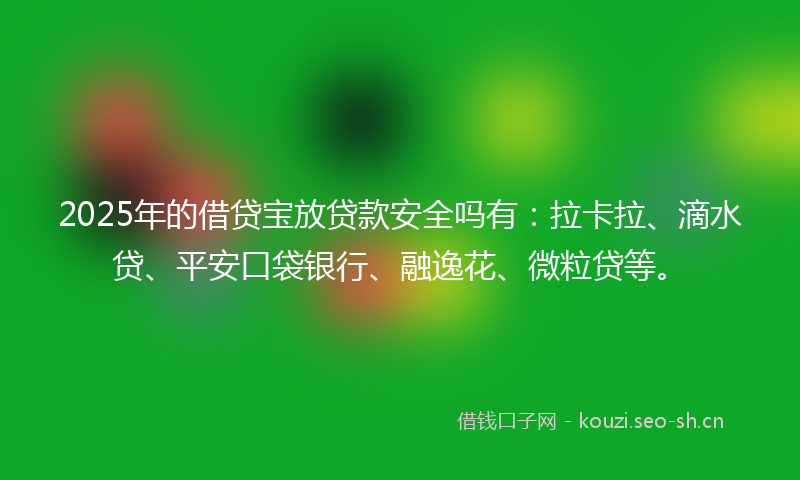 2025年的借贷宝放贷款安全吗有：拉卡拉、滴水贷、平安口袋银行、融逸花、微粒贷等。