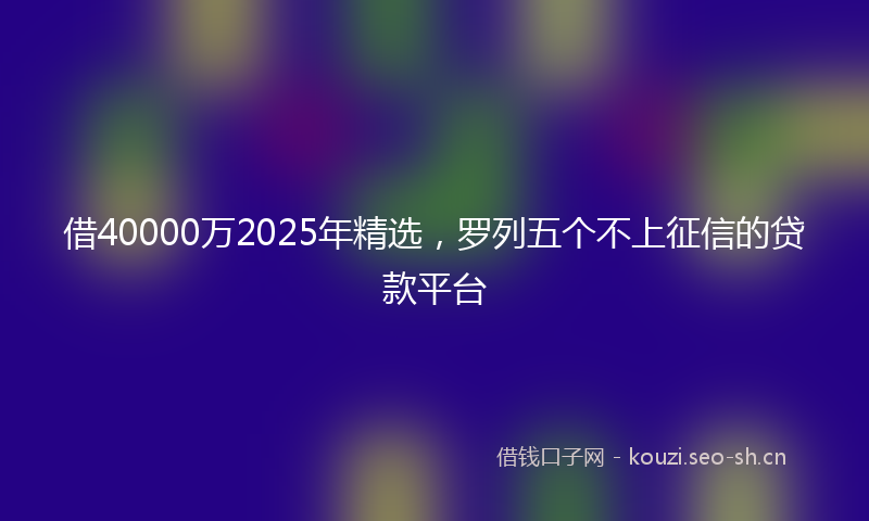 借40000万2025年精选，罗列五个不上征信的贷款平台