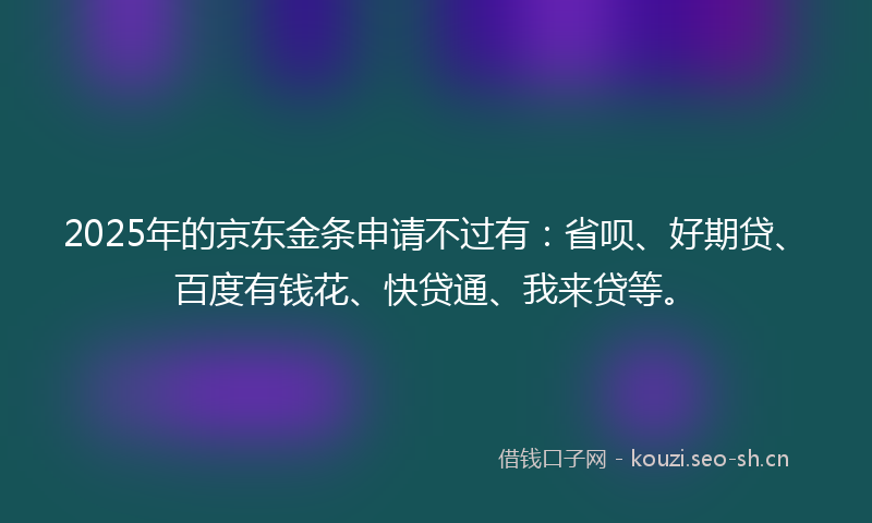 2025年的京东金条申请不过有：省呗、好期贷、百度有钱花、快贷通、我来贷等。