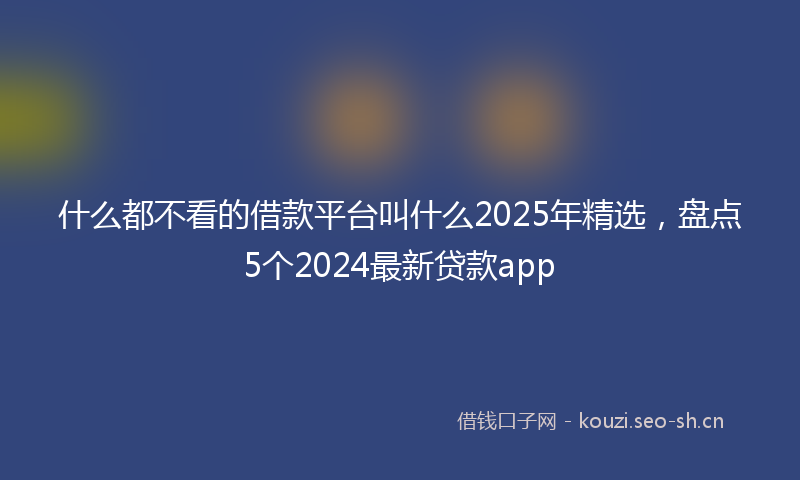 什么都不看的借款平台叫什么2025年精选,盘点5个2024最新贷款app