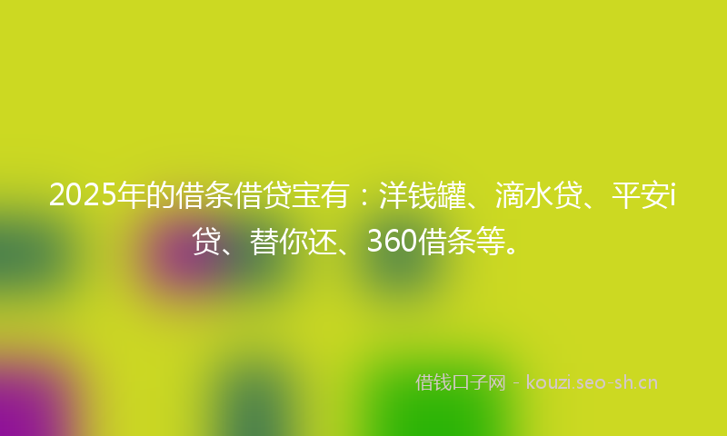 2025年的借条借贷宝有：洋钱罐、滴水贷、平安i贷、替你还、360借条等。