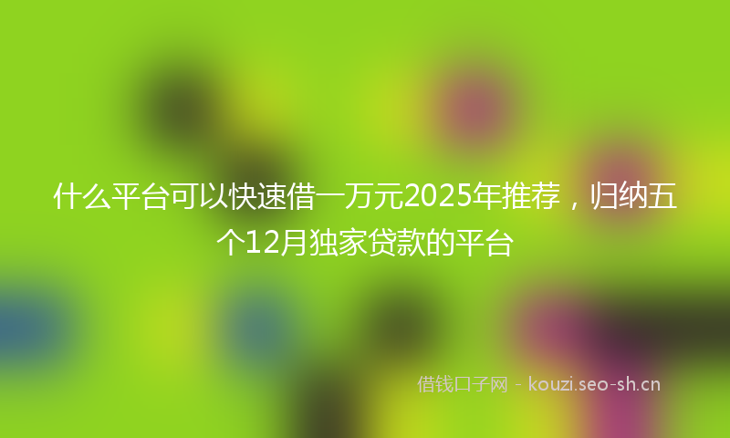 什么平台可以快速借一万元2025年推荐，归纳五个12月独家贷款的平台