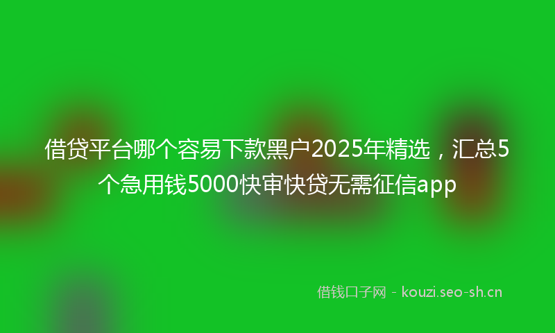 借贷平台哪个容易下款黑户2025年精选，汇总5个急用钱5000快审快贷无需征信app