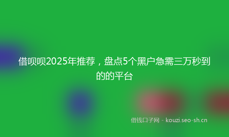 借呗呗2025年推荐，盘点5个黑户急需三万秒到的的平台