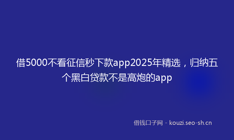 借5000不看征信秒下款app2025年精选,归纳五个黑白贷款不是高炮的app