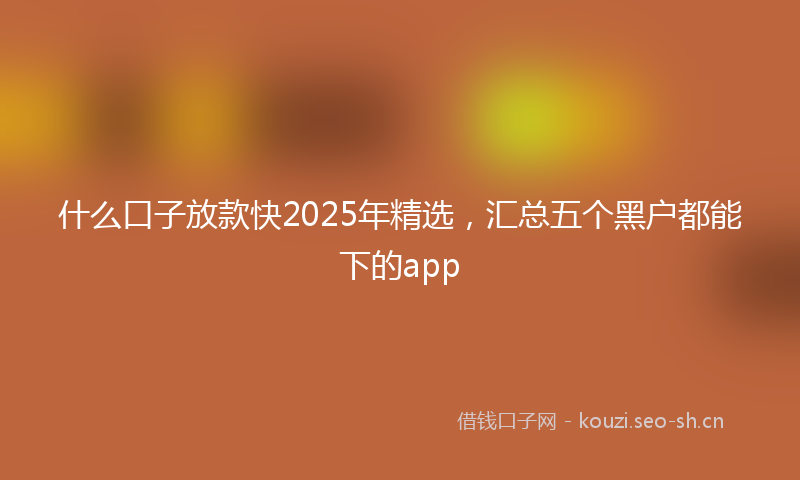 什么口子放款快2025年精选，汇总五个黑户都能下的app