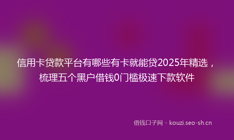 信用卡贷款平台有哪些有卡就能贷2025年精选，梳理五个黑户借钱0门槛极速下款软件
