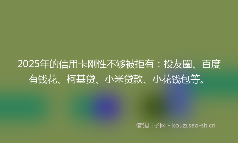 2025年的信用卡刚性不够被拒有：投友圈、百度有钱花、柯基贷、小米贷款、小花钱包等。