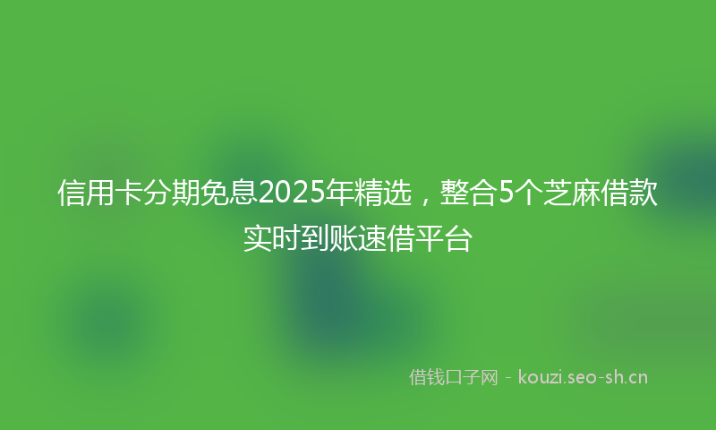 信用卡分期免息2025年精选，整合5个芝麻借款实时到账速借平台