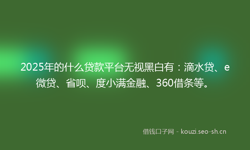 2025年的什么贷款平台无视黑白有：滴水贷、e微贷、省呗、度小满金融、360借条等。