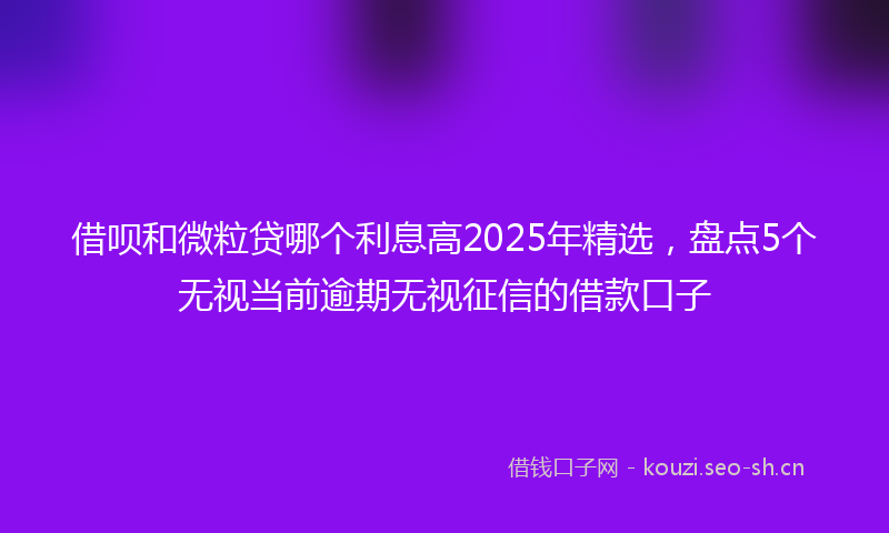 借呗和微粒贷哪个利息高2025年精选，盘点5个无视当前逾期无视征信的借款口子
