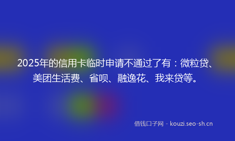 2025年的信用卡临时申请不通过了有：微粒贷、美团生活费、省呗、融逸花、我来贷等。