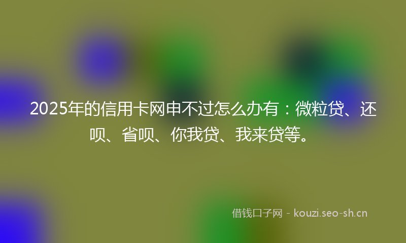 2025年的信用卡网申不过怎么办有:微粒贷、还呗、省呗、你我贷、我来贷等。