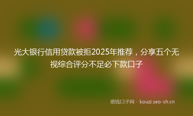 光大银行信用贷款被拒2025年推荐，分享五个无视综合评分不足必下款口子