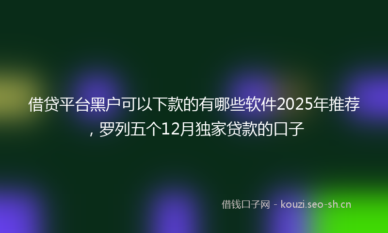 借贷平台黑户可以下款的有哪些软件2025年推荐，罗列五个12月独家贷款的口子