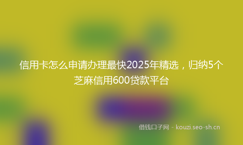 信用卡怎么申请办理最快2025年精选，归纳5个芝麻信用600贷款平台