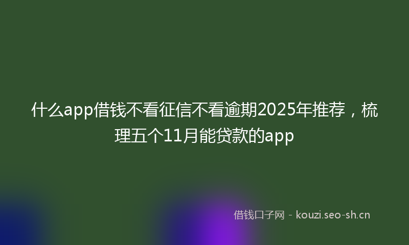 什么app借钱不看征信不看逾期2025年推荐，梳理五个11月能贷款的app