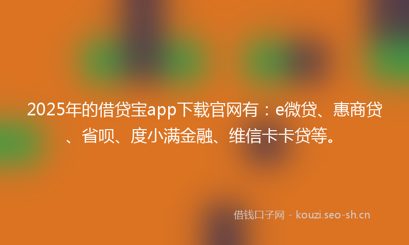 2025年的借贷宝app下载官网有：e微贷、惠商贷、省呗、度小满金融、维信卡卡贷等。