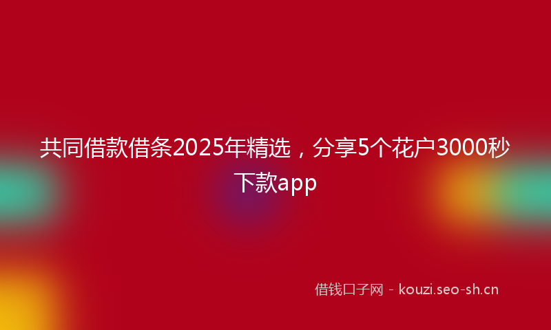 共同借款借条2025年精选，分享5个花户3000秒下款app
