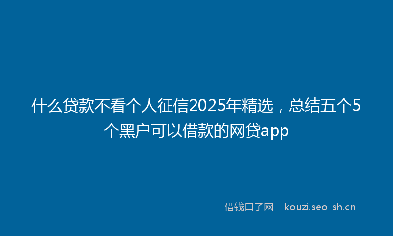 什么贷款不看个人征信2025年精选，总结五个5个黑户可以借款的网贷app