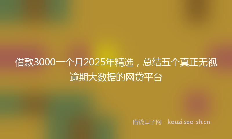 借款3000一个月2025年精选，总结五个真正无视逾期大数据的网贷平台