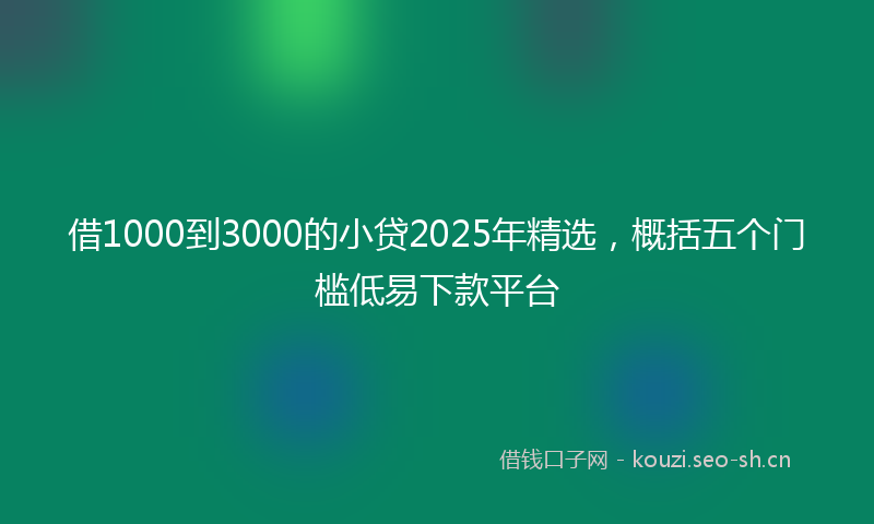 借1000到3000的小贷2025年精选，概括五个门槛低易下款平台