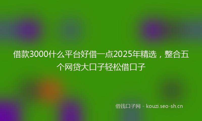 借款3000什么平台好借一点2025年精选，整合五个网贷大口子轻松借口子