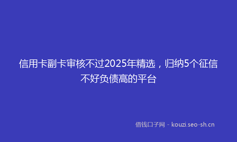 信用卡副卡审核不过2025年精选，归纳5个征信不好负债高的平台