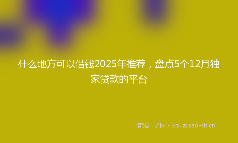 什么地方可以借钱2025年推荐，盘点5个12月独家贷款的平台